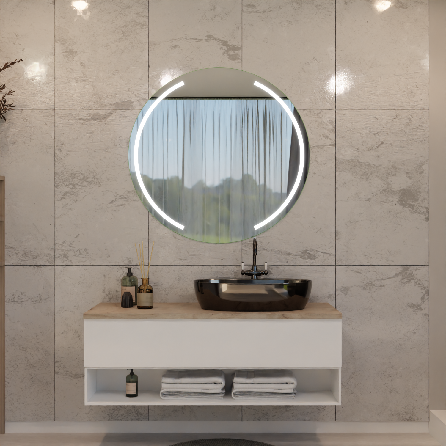 Runder LED Badspiegel - Lunis