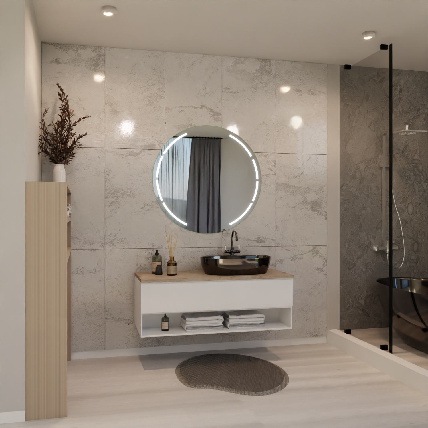 Runder LED Badspiegel - Auri